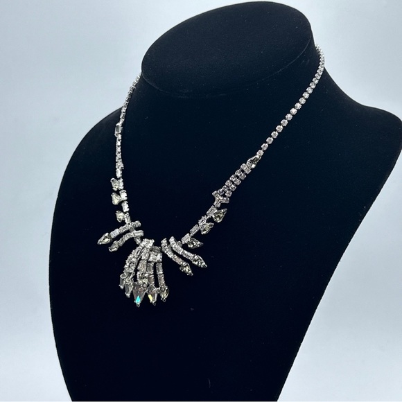 Vintage 1970’s rhinestone Smoke Crystal necklace #324 - Picture 3 of 7